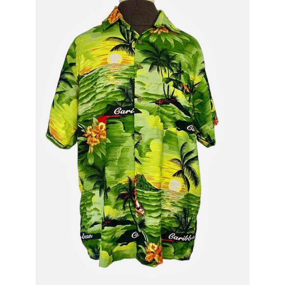 Rimas Beachwear Men’s Tropical‎ Hawaiian Short Sleeve Button Down Shirt Sz Med - Picture 1 of 9